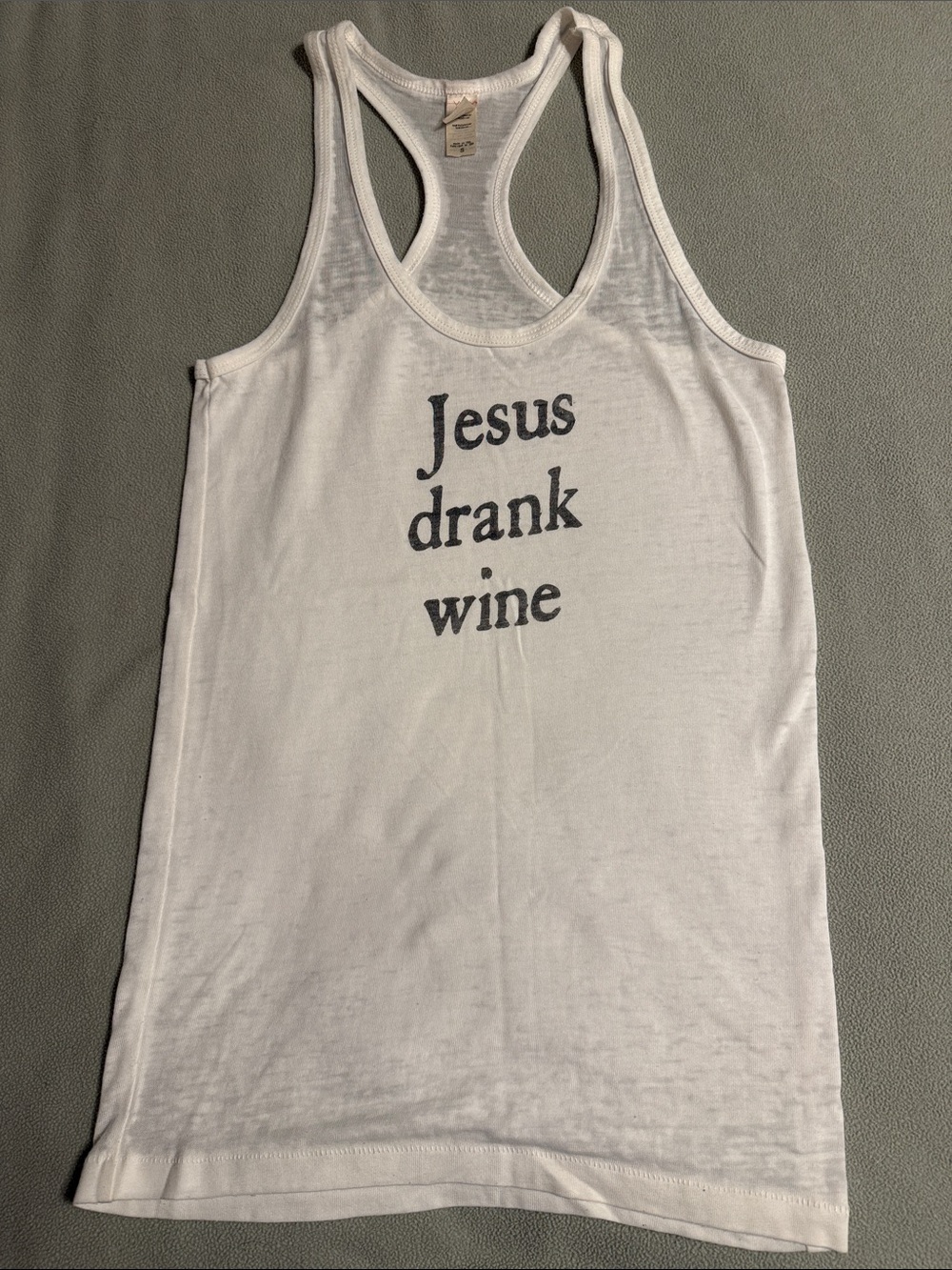 Alternative White Racerback Bandeau Tank with Black Text Graphic